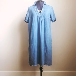 Gap Maternity Lace Up Chambray Shirtdress